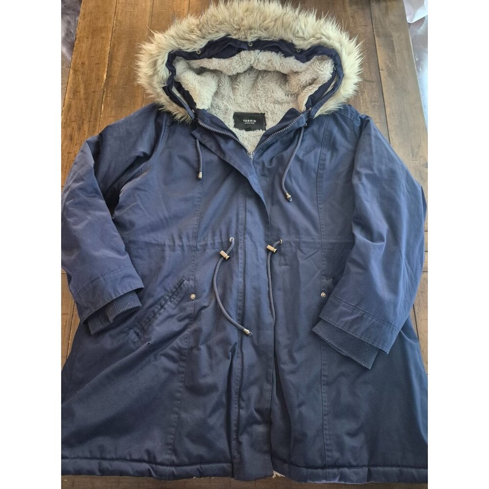 Torrid Navy Faux-Fur Trim Ski Parka Jacket